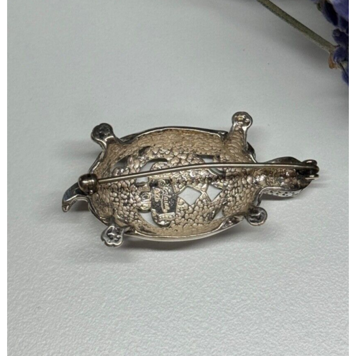 925 Sterling Silver Turtle Brooch