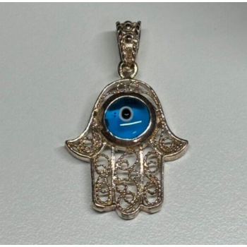 925 Sterling Silver Hamsa Hand Amulet Pendant