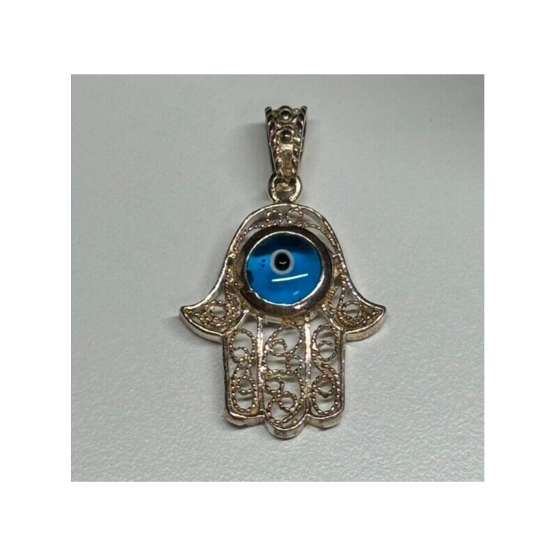 925 Sterling Silver Hamsa Hand Amulet Pendant
