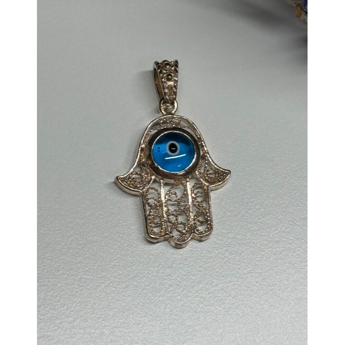 925 Sterling Silver Hamsa Hand Amulet Pendant