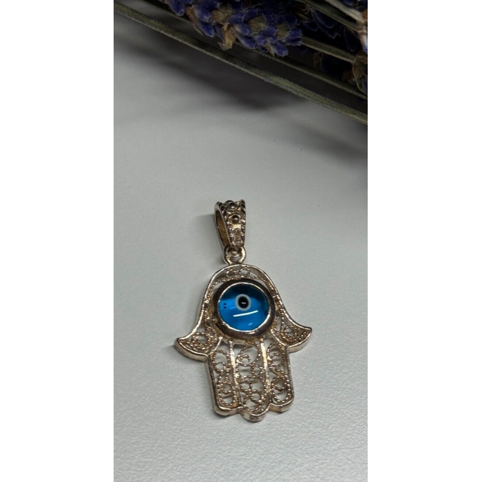 925 Sterling Silver Hamsa Hand Amulet Pendant