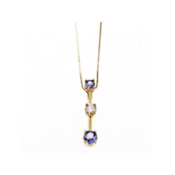 14K YELLOW GOLD TANZANITE & WHITE SAPPHIRE CHAIN WITH PENDANT