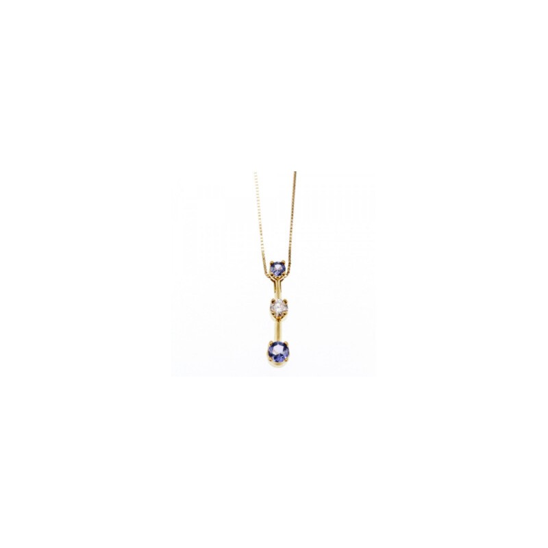 14K YELLOW GOLD TANZANITE & WHITE SAPPHIRE CHAIN WITH PENDANT