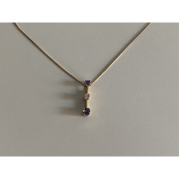 14K YELLOW GOLD TANZANITE & WHITE SAPPHIRE CHAIN WITH PENDANT