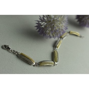 925 STERLING SILVER GOLD PLATED BRACELET ITALY SIZE 7.5 IN