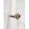10K YELLOW GOLD  BLUE & WHITE SAPPHIRE RING SIZE 6