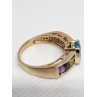 10K YELLOW GOLD TOPAZ, AMETHYST, PERIDOT, CITRINE & GARNET RING  SIZE 5