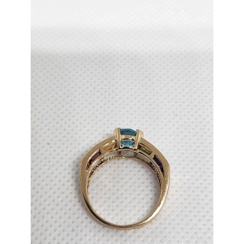 10K YELLOW GOLD TOPAZ, AMETHYST, PERIDOT, CITRINE & GARNET RING  SIZE 5