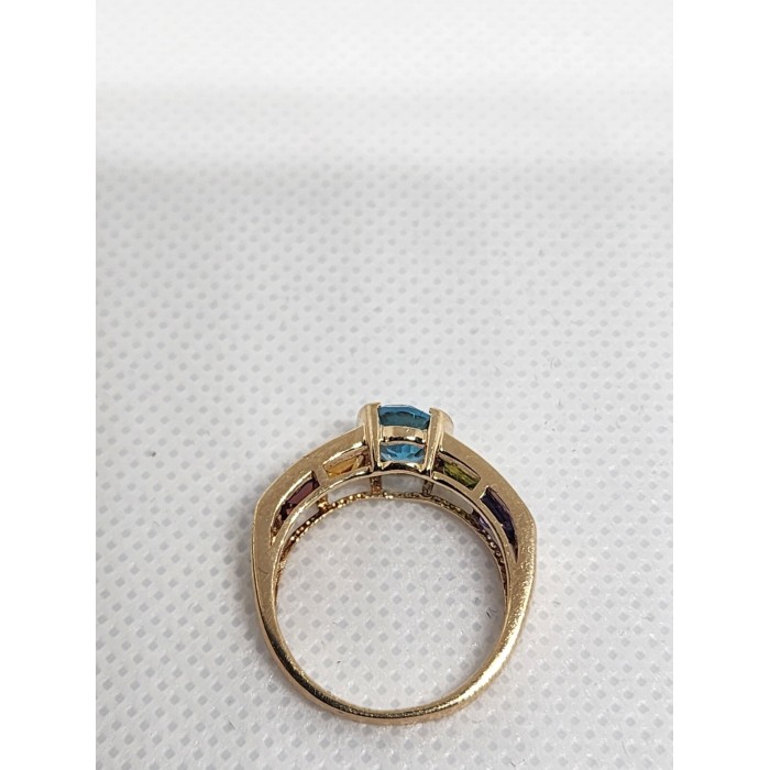 10K YELLOW GOLD TOPAZ, AMETHYST, PERIDOT, CITRINE & GARNET RING  SIZE 5