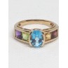 10K YELLOW GOLD TOPAZ, AMETHYST, PERIDOT, CITRINE & GARNET RING  SIZE 5