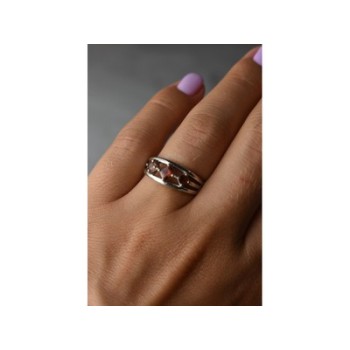 925 Sterling Silver Garnet Ring Size 6.5