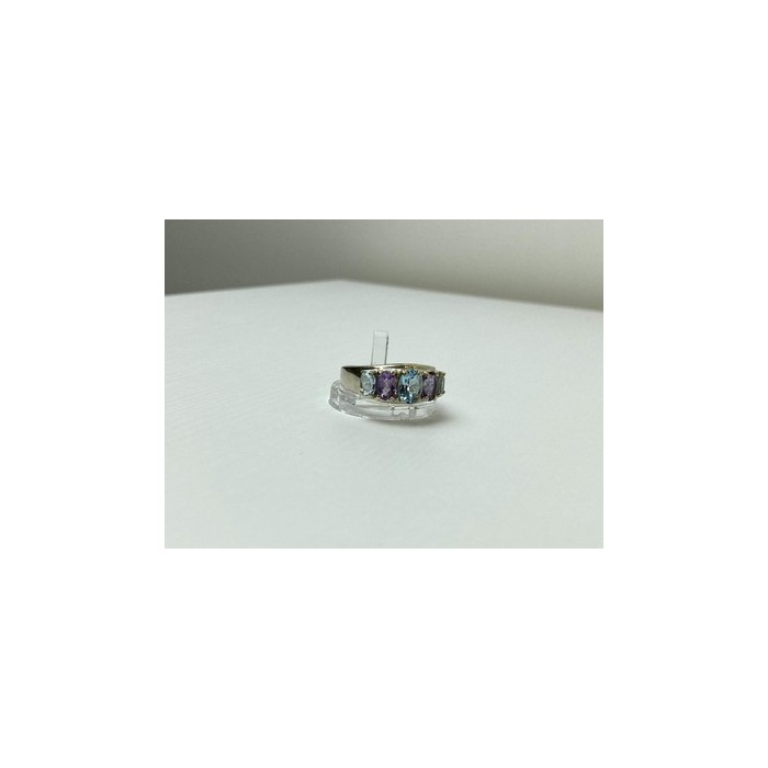 925 Sterling Silver Blue Spinel & Tanzanite Ring Size 11.25