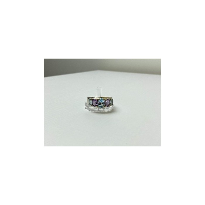 925 Sterling Silver Blue Spinel & Tanzanite Ring Size 11.25