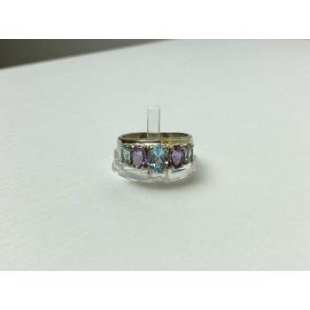 925 Sterling Silver Blue Spinel & Tanzanite Ring Size 11.25