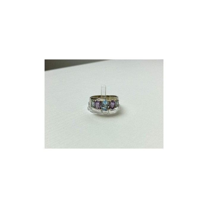 925 Sterling Silver Blue Spinel & Tanzanite Ring Size 11.25