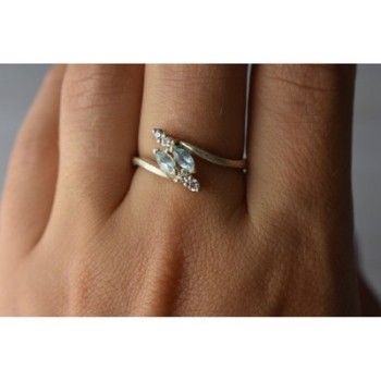 925 Sterling Silver Blue Spinel & CZ Ring Size 9