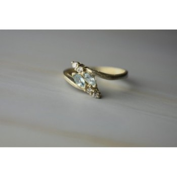 925 Sterling Silver Blue Spinel & CZ Ring Size 9