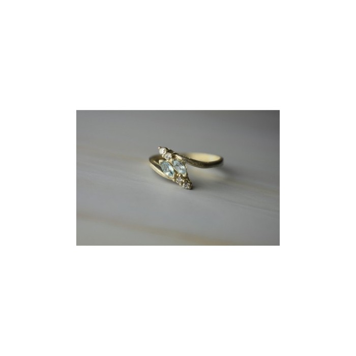 925 Sterling Silver Blue Spinel & CZ Ring Size 9