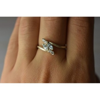 925 Sterling Silver Blue Spinel & CZ Ring Size 9