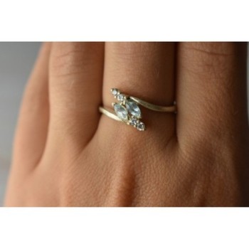 925 Sterling Silver Blue Spinel & CZ Ring Size 9