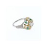 925 Sterling Silver Gold Plated Emerald & Goshenite Ring Size 6.5