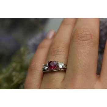 925 Sterling Silver Pink & White Topaz Ring Size 6.5