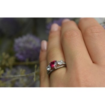 925 Sterling Silver Pink & White Topaz Ring Size 6.5