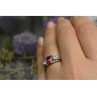 925 Sterling Silver Pink & White Topaz Ring Size 6.5