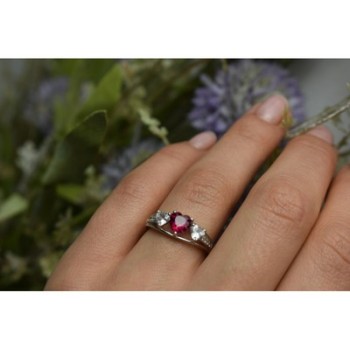 925 Sterling Silver Pink & White Topaz Ring Size 6.5