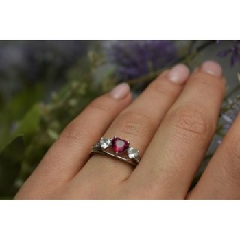 925 Sterling Silver Pink & White Topaz Ring Size 6.5