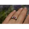 925 Sterling Silver Pink & White Topaz Ring Size 6.5