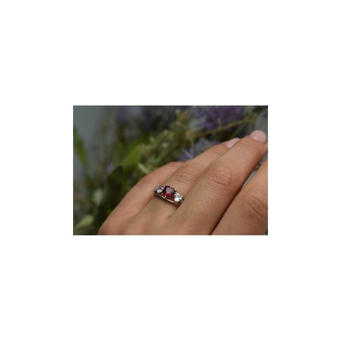 925 Sterling Silver Pink & White Topaz Ring Size 6.5