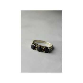 925 Sterling Silver Sapphires & CZ Ring Size 6.5