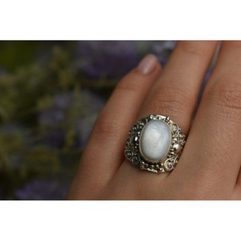 925 Sterling Silver Mother Of Pearl Openwork Ring Size 6.5