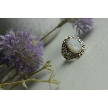 925 Sterling Silver Mother Of Pearl Openwork Ring Size 6.5