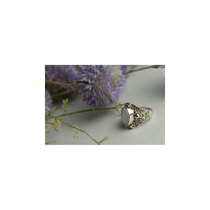 925 Sterling Silver Mother Of Pearl Openwork Ring Size 6.5