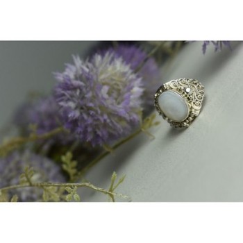 925 Sterling Silver Mother Of Pearl Openwork Ring Size 6.5