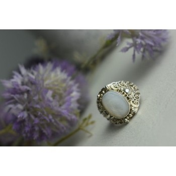 925 Sterling Silver Mother Of Pearl Openwork Ring Size 6.5