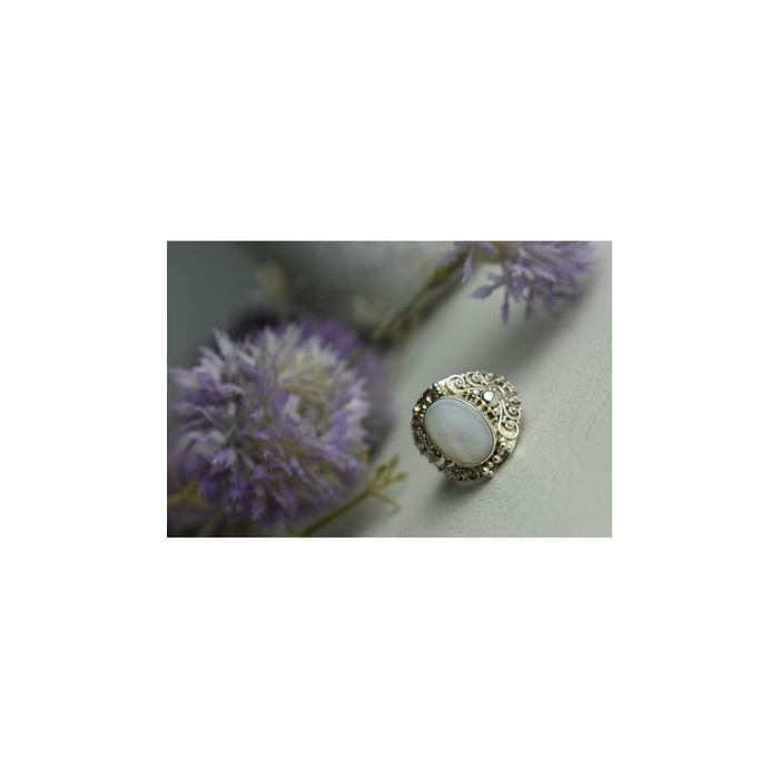 925 Sterling Silver Mother Of Pearl Openwork Ring Size 6.5