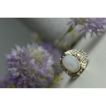 925 Sterling Silver Mother Of Pearl Openwork Ring Size 6.5