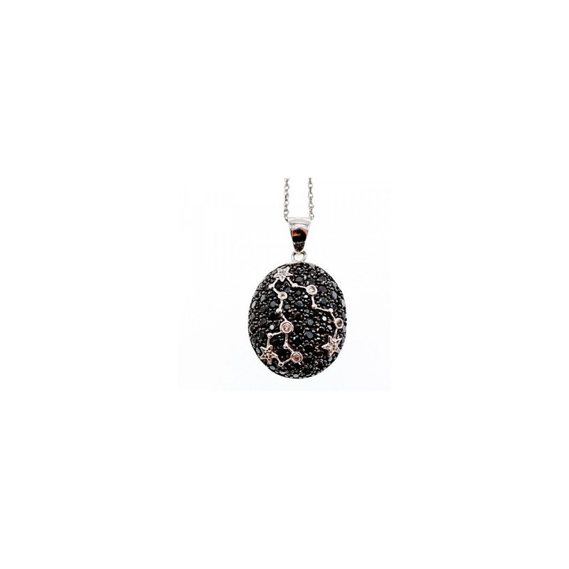 925 Sterling Silver Black & White Spinel Chain with Pendant