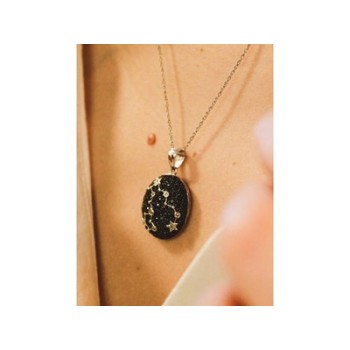 925 Sterling Silver Black & White Spinel Chain with Pendant