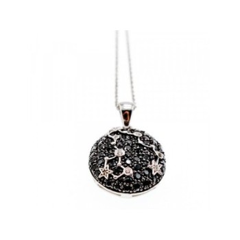 925 Sterling Silver Black & White Spinel Chain with Pendant