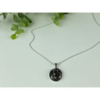 925 Sterling Silver Black & White Spinel Chain with Pendant