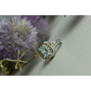 925 Sterling Silver Blue Spinel Openwork Ring Size 6