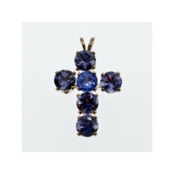 925 Sterling Silver Tanzanite Cross Pendant