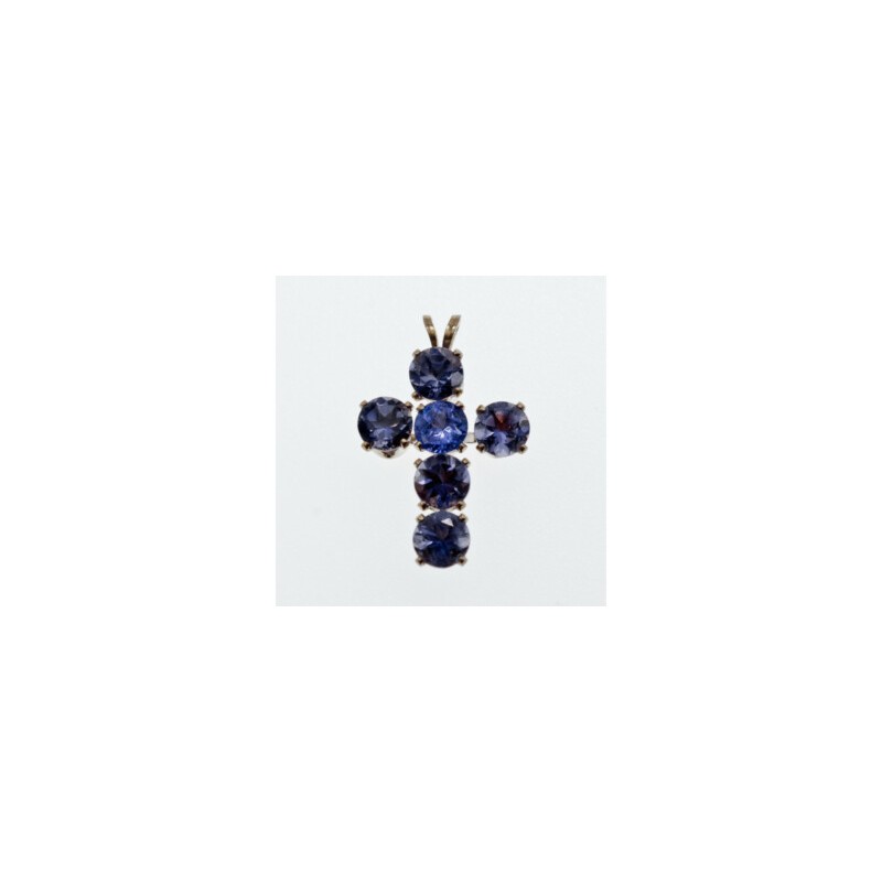 925 Sterling Silver Tanzanite Cross Pendant