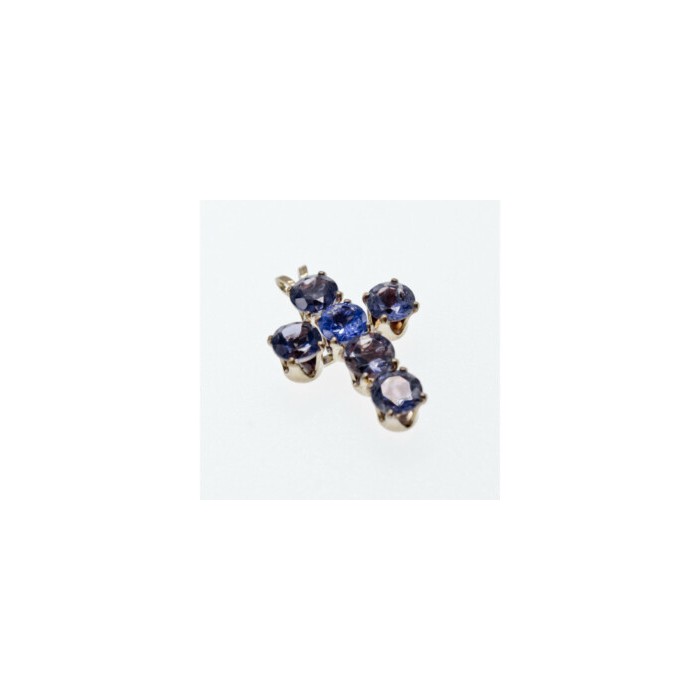 925 Sterling Silver Tanzanite Cross Pendant