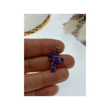 925 Sterling Silver Tanzanite Cross Pendant