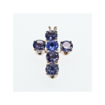 925 Sterling Silver Tanzanite Cross Pendant